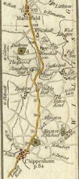 map of the road from Chippenham to Marshfield, Wiltshire